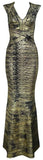 'Leslie' Woodgrain Foil Print Gown - (Various colors to choose from) - DESIGNER INSPIRED FASHIONS