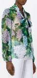 Hydrangea Print Pussy-Bow Silk Blouse | DESIGNER INSPIRED FASHIONS