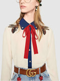 Bee Embellished Silk Blouse - DESIGNER INSPIRED FASHIONS