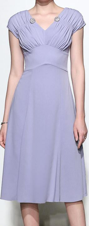 Ruched V-Neck Midi Dress