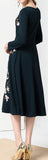 Floral Embroidered A-Line Midi Dress