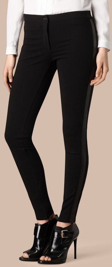 Black Size Zip Faux-Leather Paneled Skinny Pants - DESIGNER INSPIRED FASHIONS