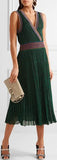 Convertible Wrap-Effect Pleated Crochet-Knit Midi Dress - DESIGNER INSPIRED FASHIONS