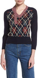 Argyle Patchwork V Neck Sweater