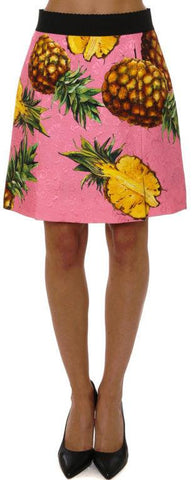 Pineapple Print Brocade Mini Skirt