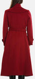 Double-Breasted Belted Wool Coat, Red