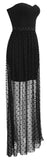 Strapless Bandage Polka Dot Tulle Gown, Black