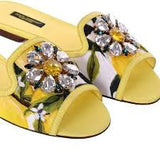 'Bianca' Lemon Printed Embellished Sandals | DESIGNER INSPIRED FASHIONS
