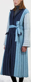 Color-Block Paneled Long Puffer Coat