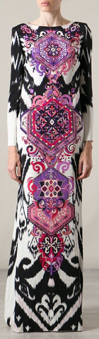'Suzani' Printed Long Sleeve Maxi Dress - Multi Color - DESIGNER INSPIRED FASHIONS