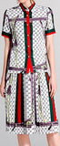 Webtrim Print Short-Sleeve Shirt and Skirt Set - White or Black