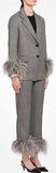 Feather-Trim Suit-Jacket and Trouser Set, Grey