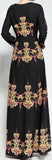 Black Long-Sleeve Printed Gown