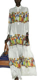 'Basilisco' Printed Maxi Dress in White - DESIGNER INSPIRED FASHIONS