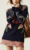 'Rianna' Embroidered Oversize Turtleneck Sweater - DESIGNER INSPIRED FASHIONS