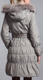 Metallic Paneled Fur Collar Puffer Coat