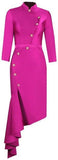 Asymmetrical Button-Embellished Dress