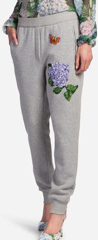 Gray Jogging Pants with Patch