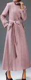 Side Embellished-Button Wool-Blend Coat, Pink