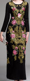 Embellished Brocade Black Gown