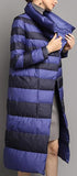 Stripe Puffer Down Coat, Purple & Blue