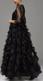 Black Ruffled Lace Gown - DESIGNER INSPIRED FASHIONS