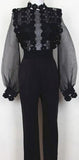 Balloon-Sleeve Guipure Lace Jumpsuit in Black - DESIGNER INSPIRED FASHIONS