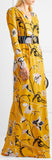 Belted Floral-Print Crepe Gown