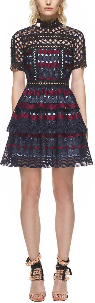 Hexagon Lace Mini Dress - DESIGNER INSPIRED FASHIONS