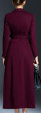Full-Length Tie-Waist Coat in Wine Red - DESIGNER INSPIRED FASHIONS