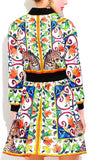 'Majolica' & Leopard Print Jacket & Skirt Set, Multicolored