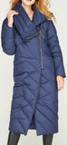 Side-Zip Long Puffer Coat, Blue