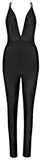 Deep V-Neck Black Stretch Jumpsuit