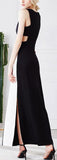 Bicolor Contrast Long Sleeveless Dress in Black & White - DESIGNER INSPIRED FASHIONS