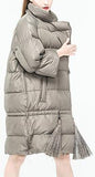 Thick Duck-Down Tassel-Decorated Coat in Grey or Black - DESIGNER INSPIRED FASHIONS