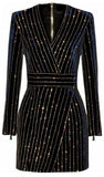 Bead Embellished Velvet Mini Dress - DESIGNER INSPIRED FASHIONS