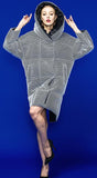 Honeycomb Textured Large-Hooded Thick White-Duck-Down Coat in White or Blue - DESIGNER INSPIRED FASHIONS