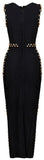 'Bradshaw' Gold Beaded Long Dress - Black - DESIGNER INSPIRED FASHIONS