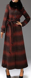 Single-Breasted Long Wool Coat with Fox Fur Collar