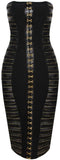 Black Strapless Hook-Eye Button Dress