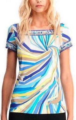 Geometric Print Jersey Silk Tee - DESIGNER INSPIRED FASHIONS