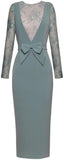 Bow and Lace Detail Evening Dress - Black or Sea Foam Green