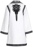 Embroidered Jacquard Coat, White