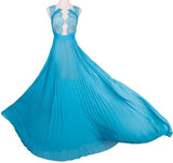 Lace Pleated Gown, Red or Light Blue