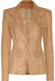 Embellished Suede Blazer