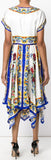 'Majolica' Print Flared Dress - DESIGNER INSPIRED FASHIONS