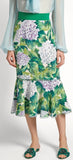 Hydrangea-Print Ruffled-Hem Cady Skirt - DESIGNER INSPIRED FASHIONS