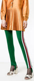 Striped Tech-Jersey Leggings, Green