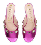 Metallic Leather Lyric Mules - Green, Gold, Pink