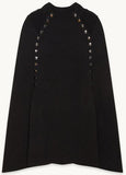 Snap Embellished Cape Sleeve Knit Sweater in Black or White - DESIGNER INSPIRED FASHIONS